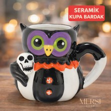 Mersi Shop Kurukafa Tutan Baykuş Figürlü 3D Seramik Kupa Bardak Dekoratif Baykuş Kupa