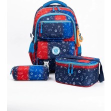 Benitto Kids Relaxion 3'lü Set Aksesuarlı Erkek Çocuk Ilkokul Çantası Kalemlikli Beslenme Çantalı Sırt Çantası