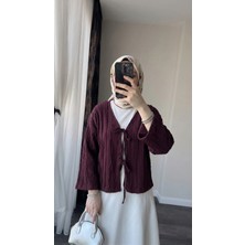 Miostil Pileli Ön Iki Bağlamalı Tunik-Bordo
