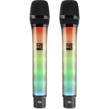Emh Store Profesyonel Kablosuz Uhf 2 Mikrofonlu Set Rgb - Siyah Wx-82