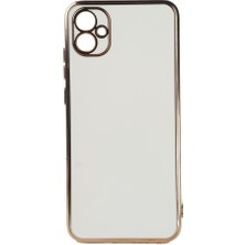 Ceponya Galaxy A04E Kılıf Kamera Korumalı Altın Kenar Tasarım Silikon