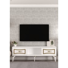Demonte Decor 1400TV150DD-32 Tv Sehpası Beyaz-Altın