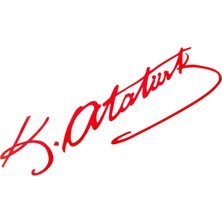 Universal K.atatürk Imzalı Oto Sticker Küçük Kırmızı 20X5CM
