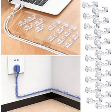 LTG Nova Uravas Store® 20’li Şeffaf Kablo Tutucu Klips – Kendinden Yapışkanlı Masaüstü Kablo Düzenleyici Apa