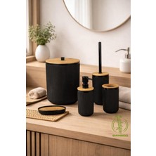 Okyanus Home Linea Bambu Detaylı Siyah 5'li Banyo Seti
