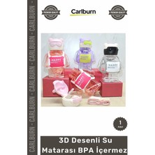 Carlburn Özel Üretim Çocuk Okul Sızdırmaz Pipetli Askılı Sağlık Sevimli 3D Desenli Su Matarası Bpa Içermez