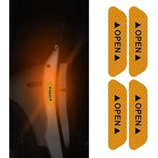 Universal Araba Kapı Açık Uyarı Reflektörü Etiket Sticker 4'lü 9.5x2.5cm Sarı