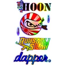 Universal Eat Sleep Hoon Ruhsatlı Silah Dapper Yazılı Hologram Efektli Arka Cam Stickeri 30X20CM