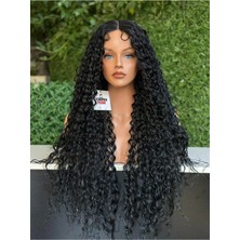 Fenomen Peruk Afro Kıvırcık Tül Peruk – Uzun Siyah Doğal Görünümlü Peruk