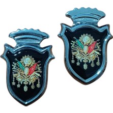 Universal Osmanlı Devlet Arması Damla Etiket Krom Siyah 2'li