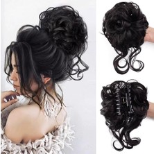 Fenomen Peruk Koyu Kestane Kuyruklu Dağınık Tokalı Topuz Tokası