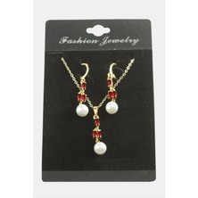 Zero Land Ozdestor Çiçek Inci Zirkon Taşlı Set Kolye-Gümüş Rengi