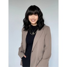 Fenomen Peruk En Özel Siyah Kısa Dalgalı Peruk