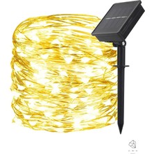 Ema Dükkan Solar Flex Peri LED 12 Metre Gün Işığı 120 LED Güneş Enerjili Bahçe Balkon Teras Aydınlatması