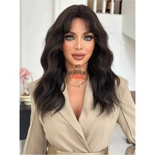 Fenomen Peruk Kahve Rengi Perçemli Dalgalı Perçemli Vip Peruk - Gerçek Saç Dokusunda