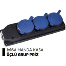 Mohhler 1X16A Manda Kasa Duvar Prizi Üçlü Grup Priz Kauçuk (M3M)