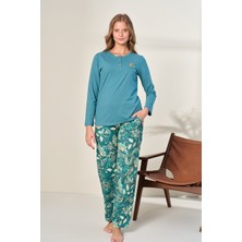 Remsa Kadın Penye Uzun Kol Pijama Takımı 3128 PETROL01