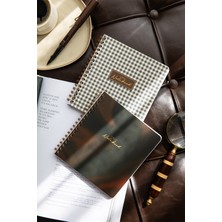 Paperora 15X16 Spiralli Karton Kapak 2'li Kareli Not Defter Seti - Kahverengi Aura