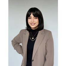 Fenomen Peruk Kısa Siyah Bob Vip Peruk