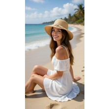 Mollycrush Kadın Camel Beach Please Hasır Şapka | Yazlık Şık Model