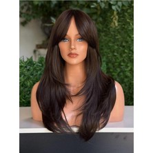 Fenomen Peruk Perçemli Kahve Katlı Uzun Perçemli Yeni Vip Peruk