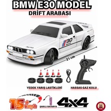 Giffy Oyuncak Bmw E30 Drift Araba 4x4 Uzaktan Kumandalı Araba 2.4ghz Şarjlı LED Işıklı 15 Km Hız Araba Siyah-Beyaz Renk Seçenekleriyle