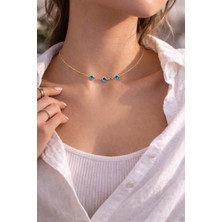 Liora De Mar 3 Taşlı Minimal Choker Kolye