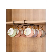 Ataby Raf Altı Asılabilir 10 Kancalı Fincan ve Kupa Bardak Düzenleyici Askılığı