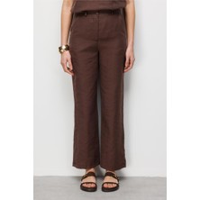 Mizalle Geniş Paça Kahverengi Basic Pantolon