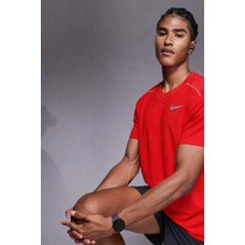 Nike Dri Fit Miler Red Ss Top Erkek Koşu Tişört Kırmızı