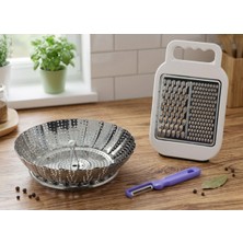 Ludia Katlanabilir Paslanmaz Çelik Buharlı Pişirici,geniş Yüzeyli Rende ve Ergonomik Soyacak Seti