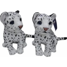 VeraGlobe Buğz PL50135 25 cm Oturan Küçük Beyaz Leopar-Hly