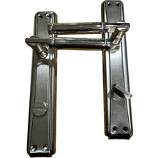 Veka Saten Nikel Uzun Aynalı Wc/banyo Kapı Kolu Takımı – Mandallı Kilitli Kapı Kolu