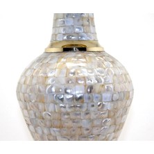 VeraGlobe Buğz Pirinç Sedefli Vazo 35 cm