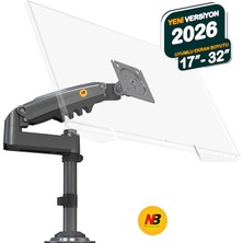Yuwa Monitör Standı North Bayou H100 2026 Yeni Model Amortisörlü Tekli Monitör Standı Gri 17-32 Inç - 2-9 kg