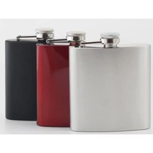 VeraGlobe Buğz Siyah 6 Oz Çelik Cep Içki Kanyak Matarası