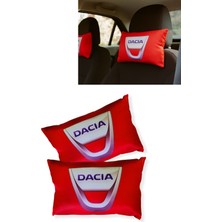 Tusba Market Dacia Logolu Kırmızı Seyahat Boyun Yastığı 2’li Set | Dijital Baskılı Araç Boyun Destek Yastığı