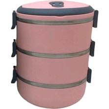 VeraGlobe Buğz Açık Pembe 3lü Sefer Tası Saklama Kabı 1.8lt