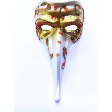 VeraGlobe Buğz Turuncu Renk Işlemeli Seramik Malzemeden Imal Venedik Uzun Maske Magnet