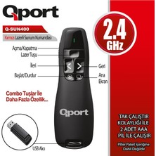 Binbir Göz Bilgisayar Qport Q-SUN400 2.4 Ghz Kırmızı Lazerli Kablosuz Presenter Siyah