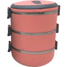 VeraGlobe Buğz Koyu Pembe 3lü Sefer Tası Saklama Kabı 1.8lt