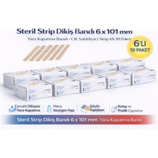 VeraGlobe Buğz Steril Strip Dikiş Bandı 6 x 101 mm Yara Kapatma Bandı Cilt Sabitleyici Strip 6’lı 10 Paket