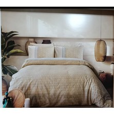 Karamanlı Home 2 Adet Fermuarlı Yastık Alezi Hediyeli %100PAMUK  Ranforce Çift Kişilik Nevresim Takımı  Bej 4 Parça 200 x  220CM Nefes Alır Terletmez