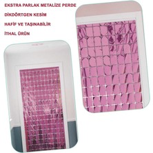 VeraGlobe Buğz Rose Gold Disko Dikdörtgen Kesim Kapı Perdesi