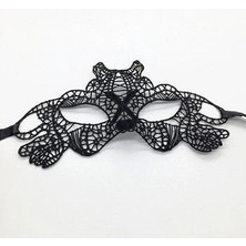 VeraGlobe Buğz Siyah Renk Dantel Kesim Dantel Işlemeli Balo Parti Maskesi 11 No