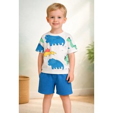 Almira Anne Bebek Yazlık Erkek Çocuk Dinazor Baskılı Kısa Kollu Takım