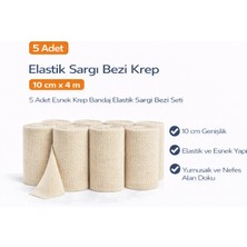 VeraGlobe Buğz Elastik Sargı Bezi Krep 10 cm x 4 M 5 Adet Esnek Krep Bandaj Elastik Sargı Bezi Seti