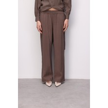 Mizalle Modal Dokulu Lastikli Kahverengi Rahat Pantolon