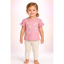 Almira Anne Bebek Kız Çocuk Pamuklu Kısa Kollu Takım Giyim Yazlık Çiçek Desenli