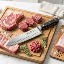 Akyüz Home Sürbisa Sürmene 61090 Profesyonel Oluklu Şef Bıçağı 36 cm Paslanmaz Çelik Pimli Saplı Aşçı Bıçağı